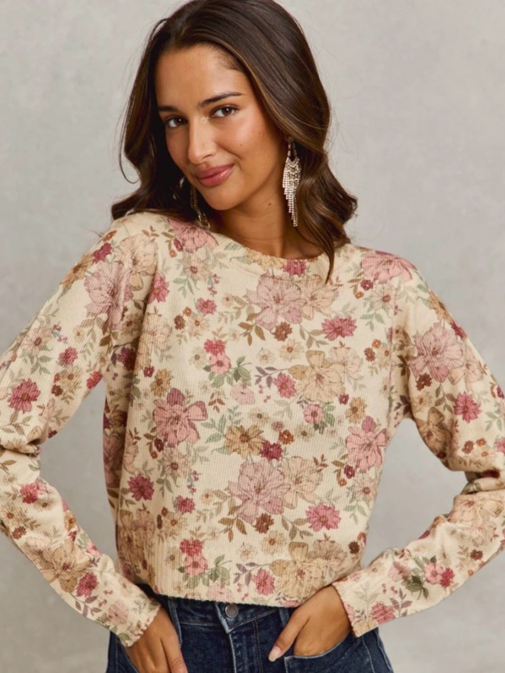 NWT So Me Floral Cropped Knit Sweater Medium Cottagecore Romantic